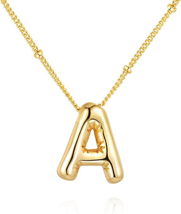 Bubble Initial Necklace In Gold - ShopSpoiled