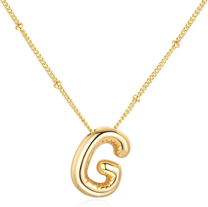 Bubble Initial Necklace In Gold - ShopSpoiled