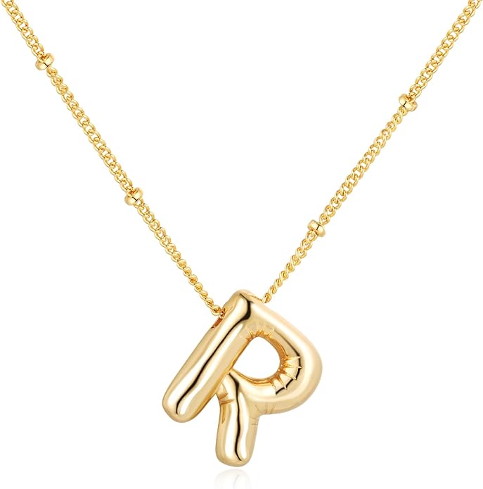 Bubble Initial Necklace In Gold - ShopSpoiled