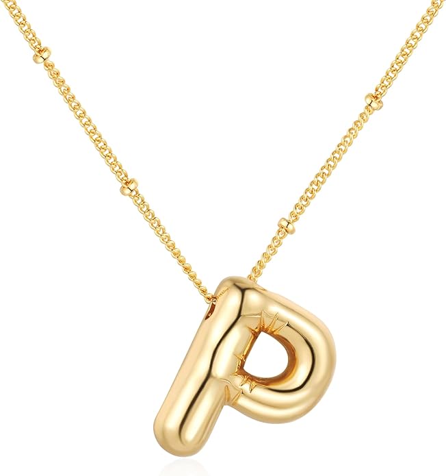 Bubble Initial Necklace In Gold - ShopSpoiled