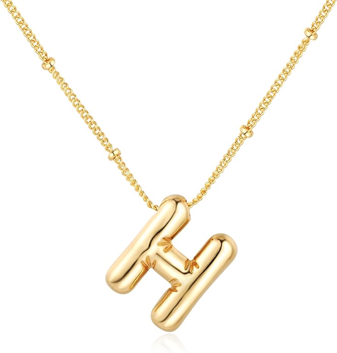 Bubble Initial Necklace In Gold - ShopSpoiled