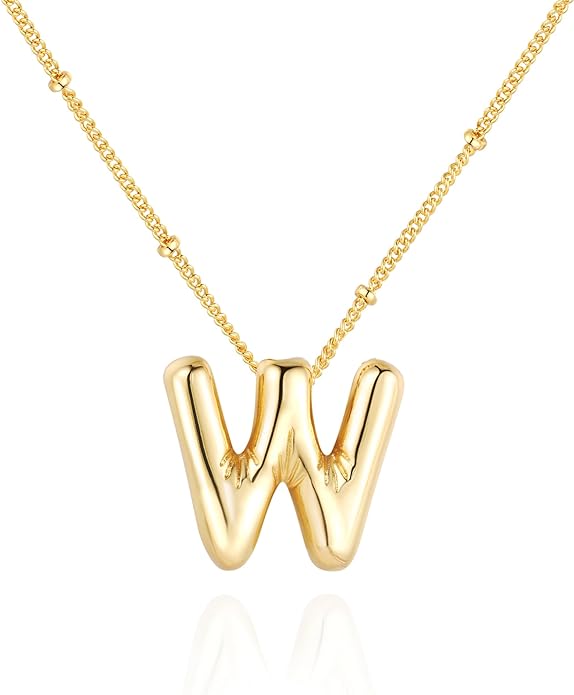 Bubble Initial Necklace In Gold - ShopSpoiled