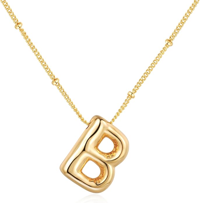 Bubble Initial Necklace In Gold - ShopSpoiled