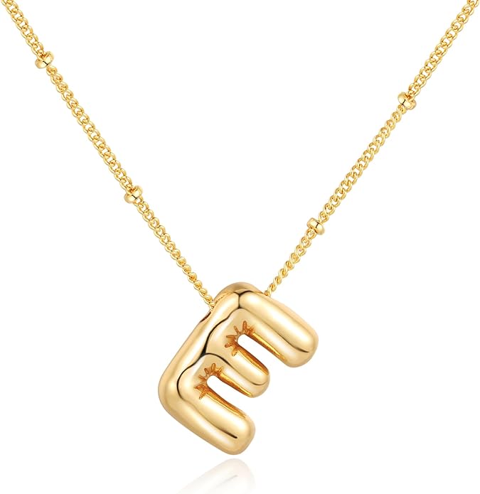 Bubble Initial Necklace In Gold - ShopSpoiled