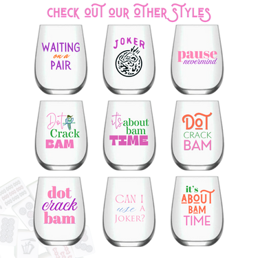 Mahjong Stemless Wine Glass "It's About Bam Time" - Single - ShopSpoiled