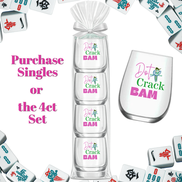 Mahjong Stemless 4 ct Set Wine Glasses "Dot Crack Bam" - ShopSpoiled