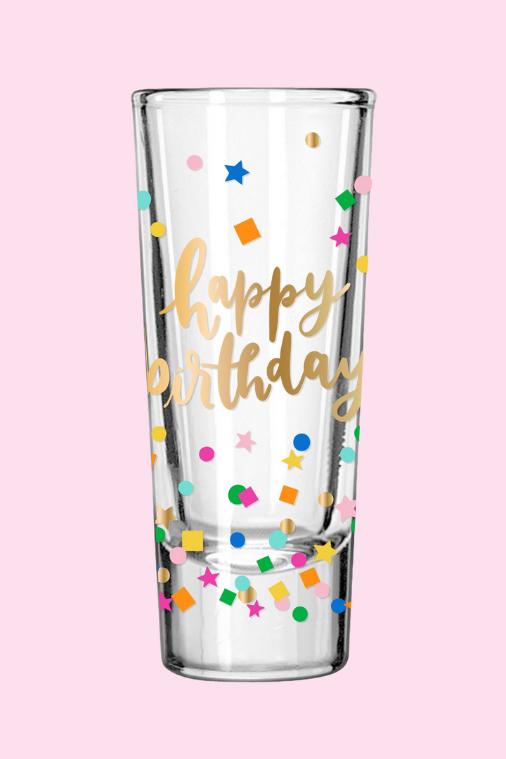 Happy Birthday Confetti Shot Glass