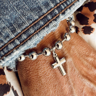 Stainless Steel Cross Charm Bracelet - ShopSpoiled