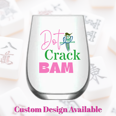 Mahjong Stemless Wine Glass "Dot Crack Bam" - Single - ShopSpoiled