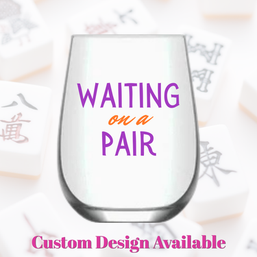 Mahjong Stemless Wine Glass "Waiting on a Pair" - Single 1ct - ShopSpoiled