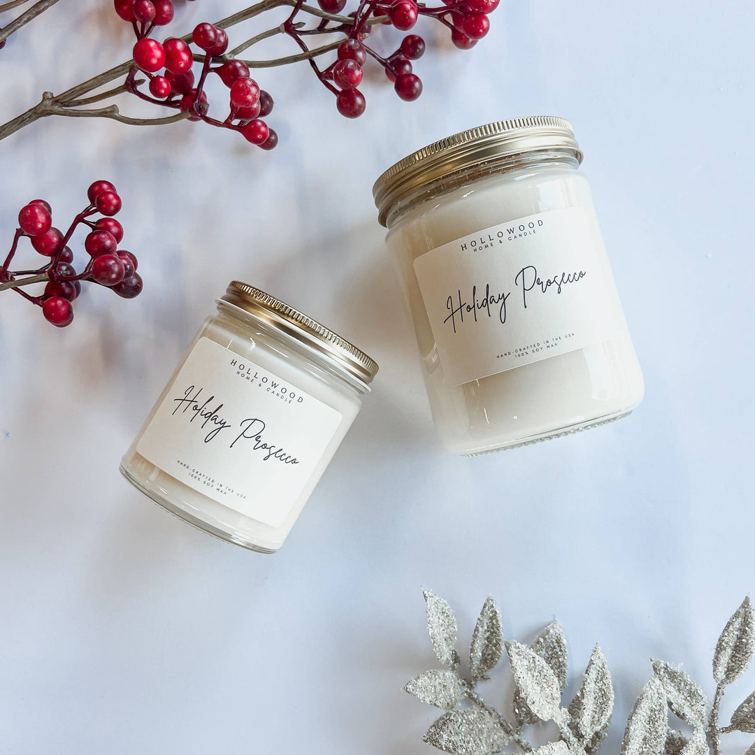 HOLIDAY PROSECCO | HOLIDAY CANDLE | 100% SOY WAX | 8 OZ - ShopSpoiled