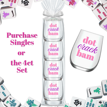 Mahjong Stemless 4 ct Set Wine Glasses "Dot Crack Bam" - ShopSpoiled
