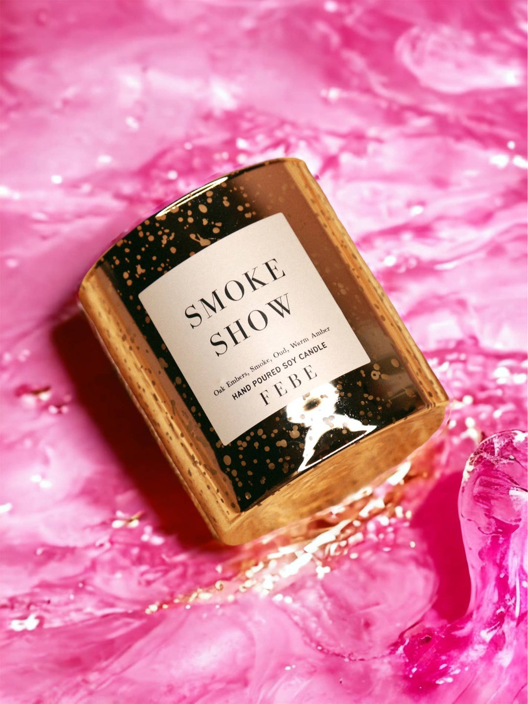 Smoke Show Gold Glass Freckled Candle - ShopSpoiled