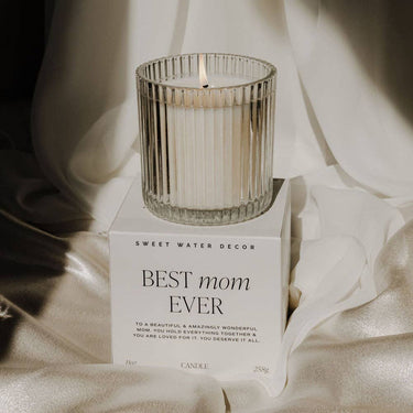 Best Mom Ever Soy Candle - Ribbed Glass Jar with Box - ShopSpoiled