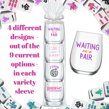 Mahjong Stemless 4ct VARIETY Mix Set Plastic Wine Glasses - ShopSpoiled