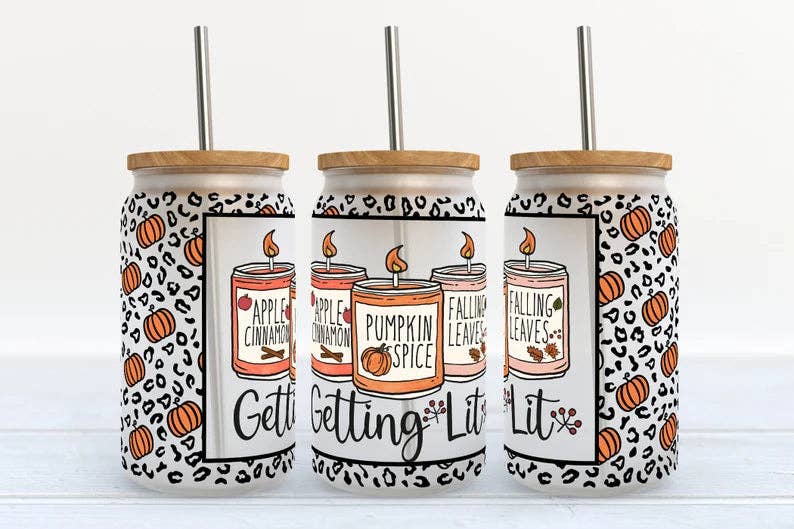 Getting Lit Fall Candles 16oz Libbey Glass Tumbler - ShopSpoiled