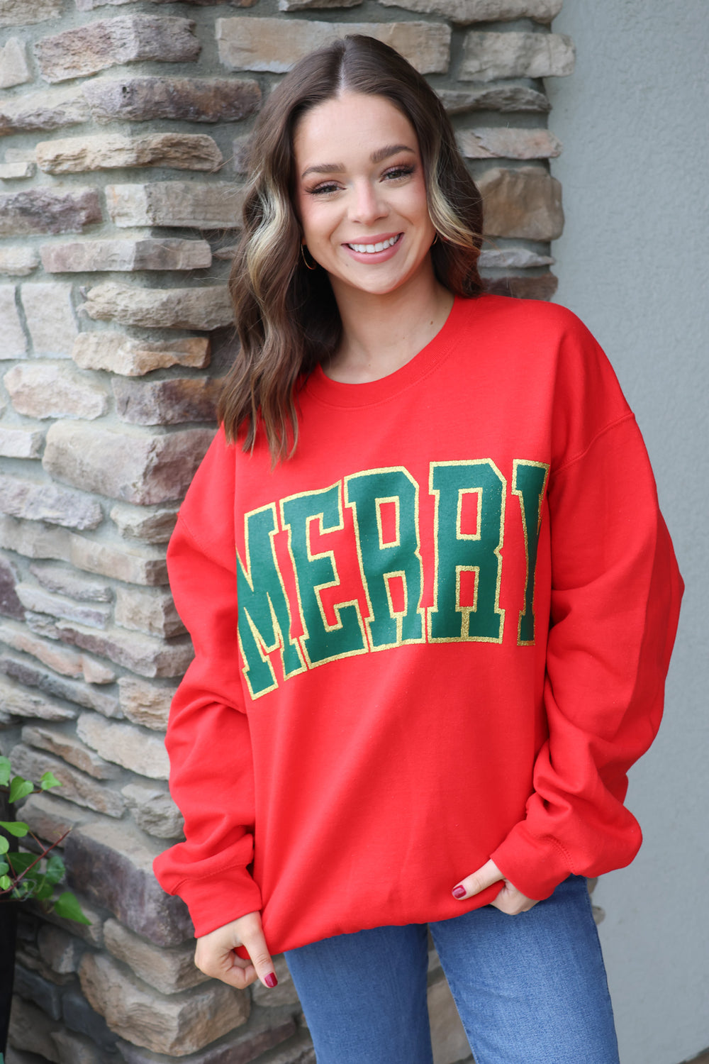 Merry Sweatshirt In Red - Shop Spoiled Boutique 