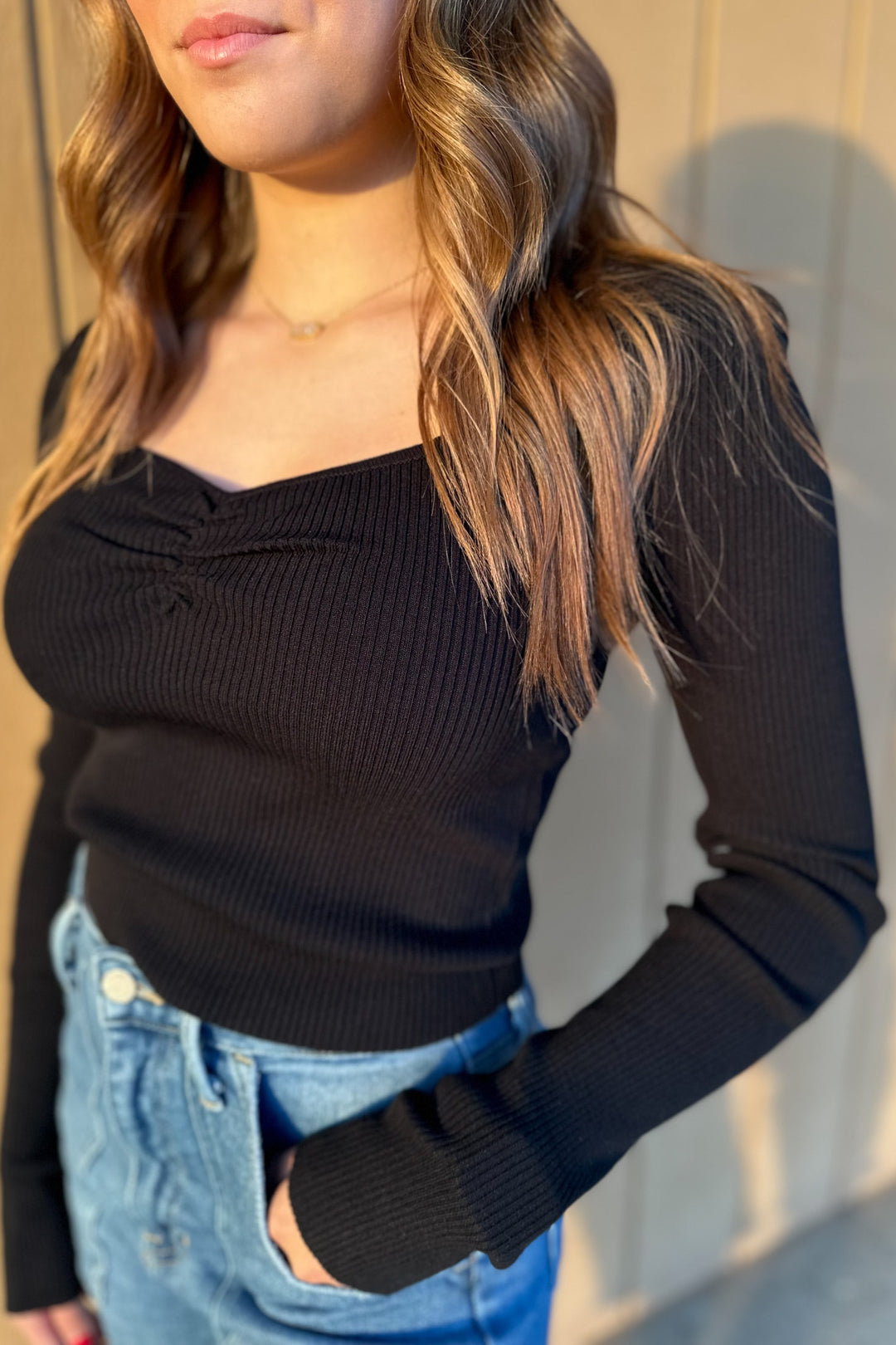Taylor Long Sleeve Top In Black - ShopSpoiled
