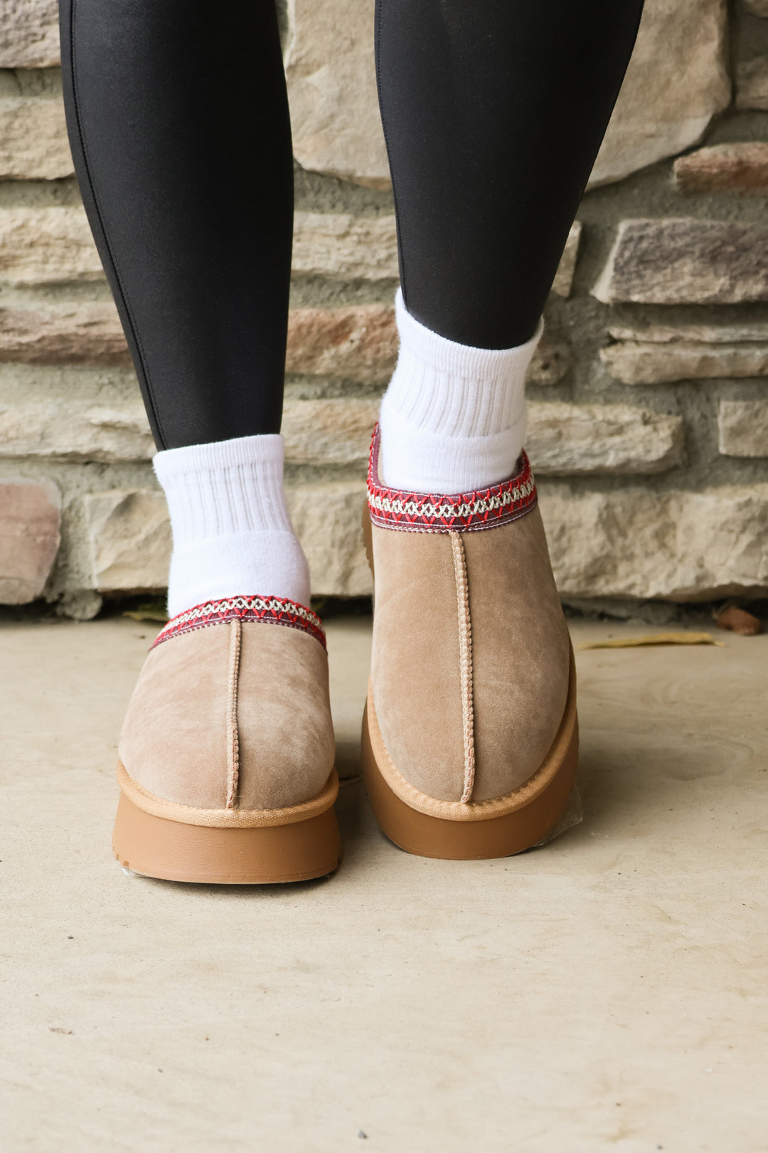 Tessa Slip Ons in Tan - ShopSpoiled