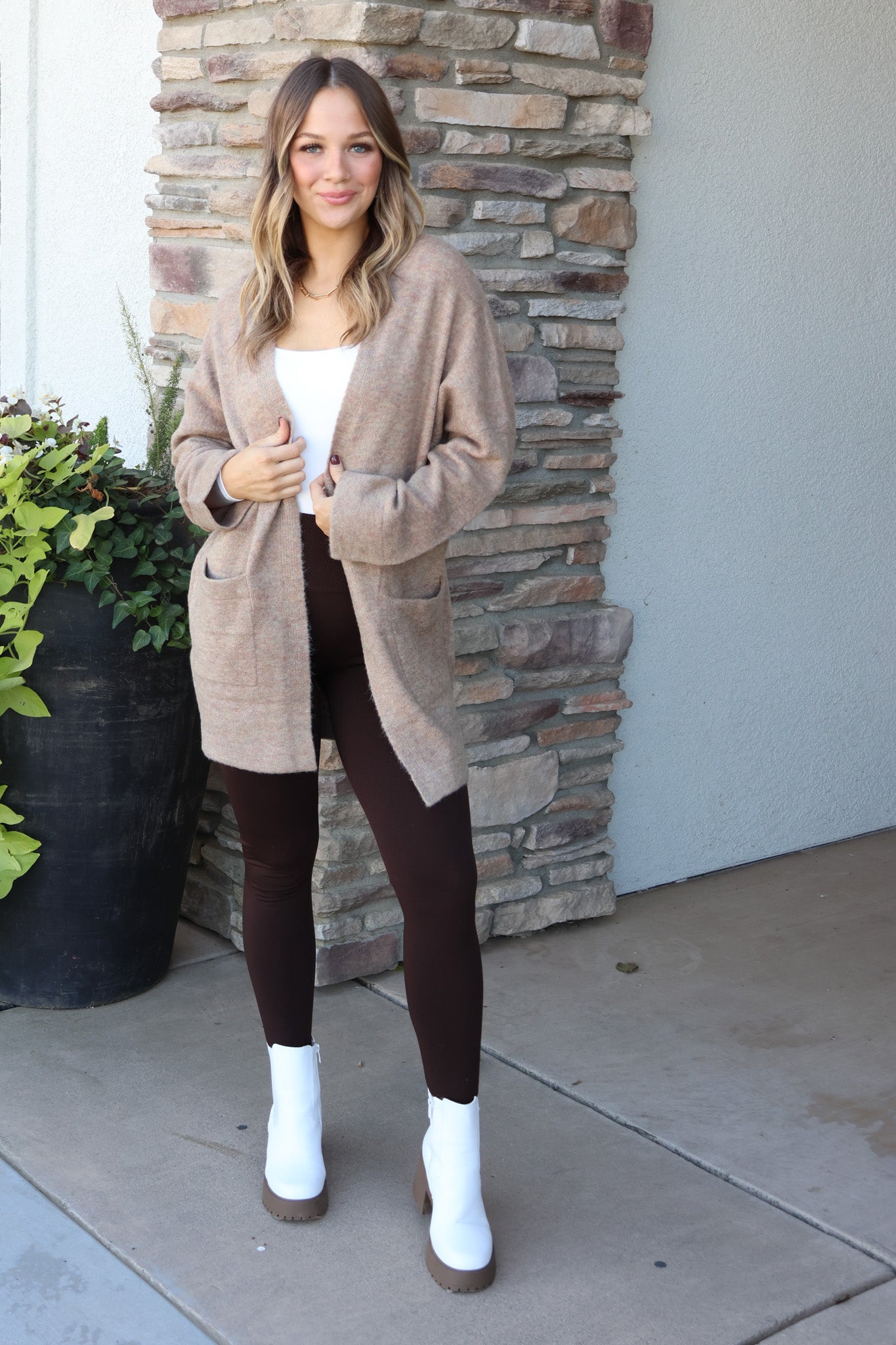 Fleece Lined Leggings Brown