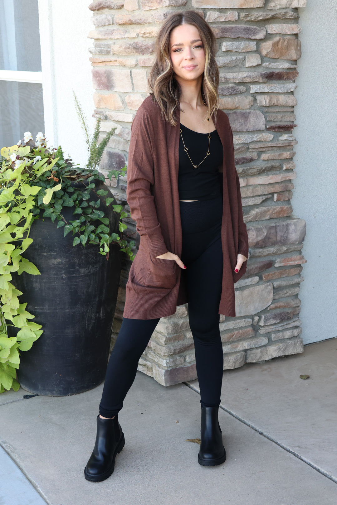 Charley Cardigan in Brown - ShopSpoiled