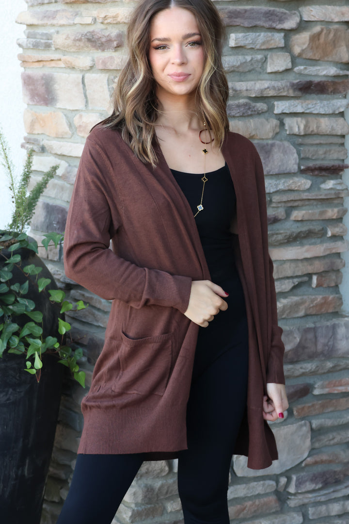 Charley Cardigan in Brown - ShopSpoiled