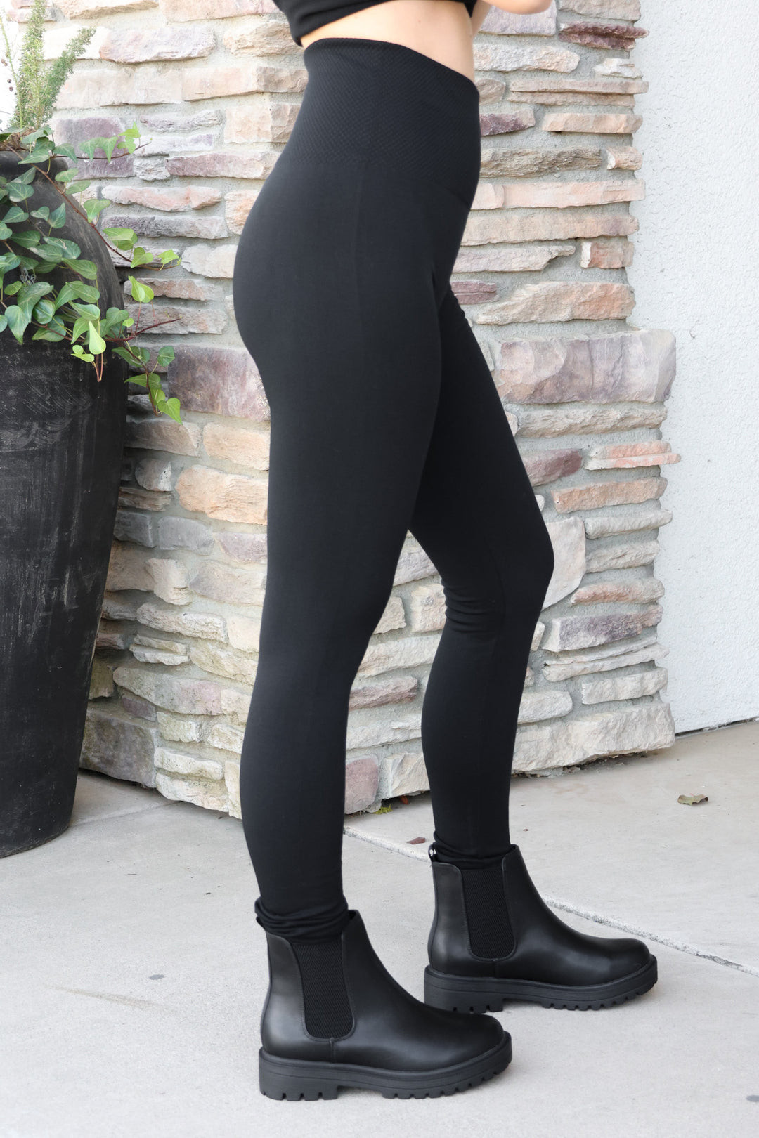 Womens Charcoal High-Rise Ribbed Plush Lined Leggings