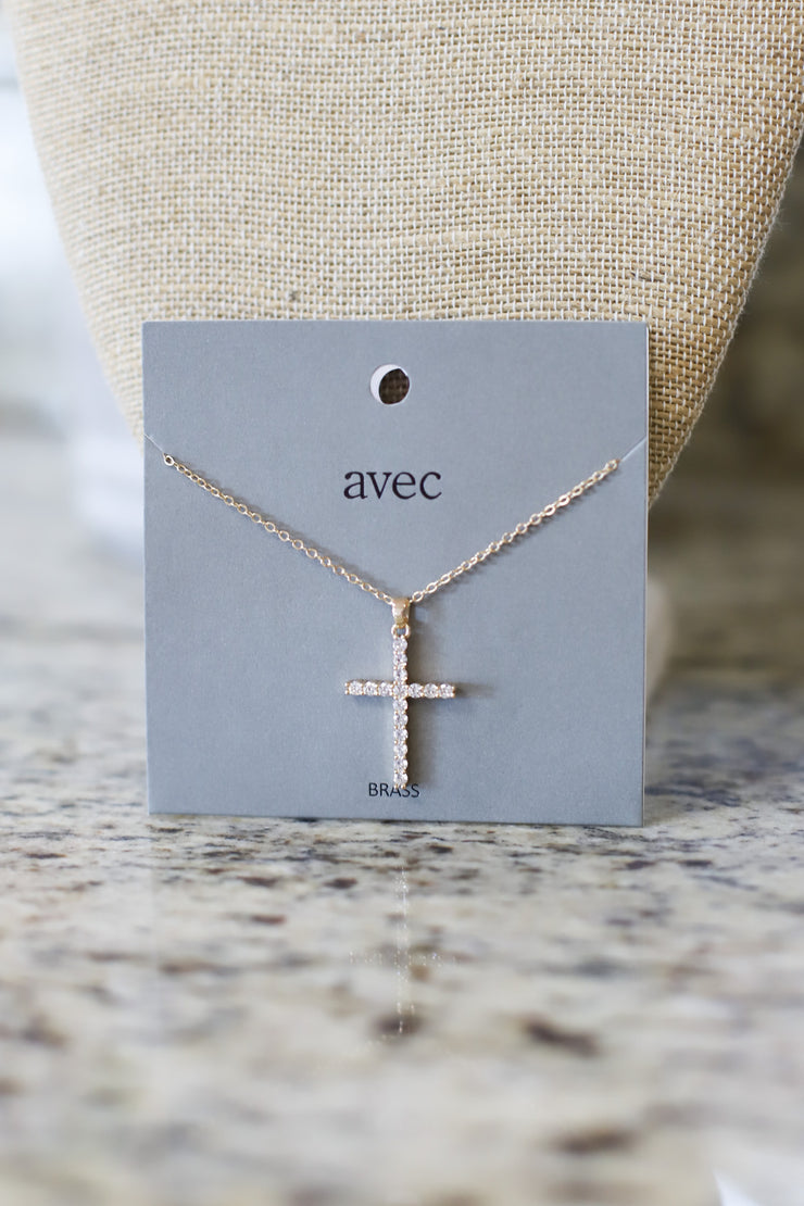 Marie Rhinestone Cross Neckalce - ShopSpoiled