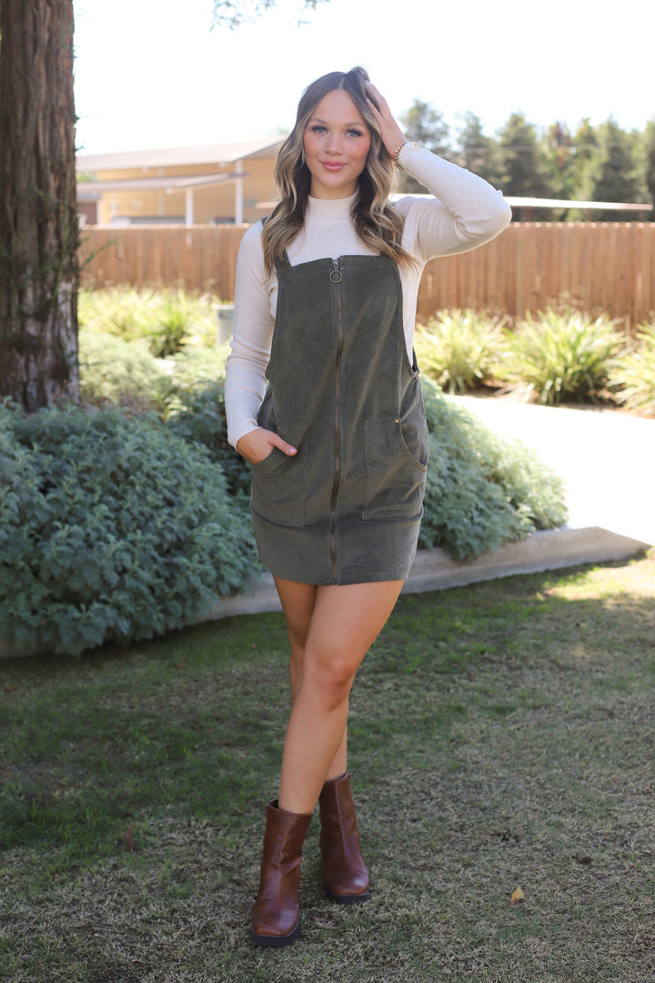 Take Me To the Pumpkin Patch Dress in Olive - ShopSpoiled