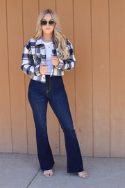 Frankie Flare Jeans: Dark Denim - ShopSpoiled
