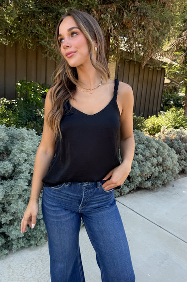 Classic V-neck Tank Top With Strap Accent - SS - ShopSpoiled