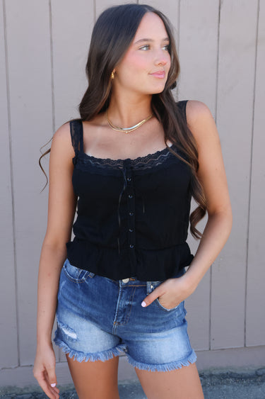 Lace Peplum Tank Top - ShopSpoiled