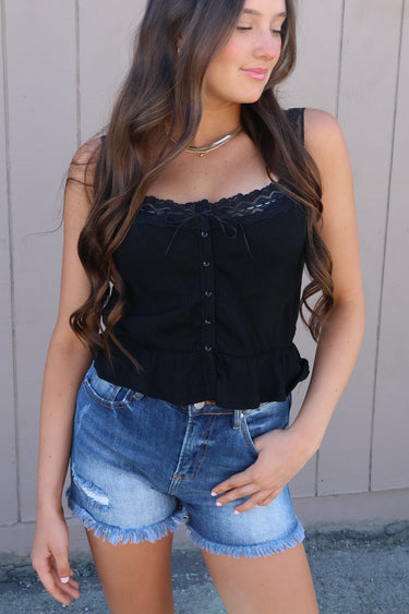 Lace Peplum Tank Top - ShopSpoiled