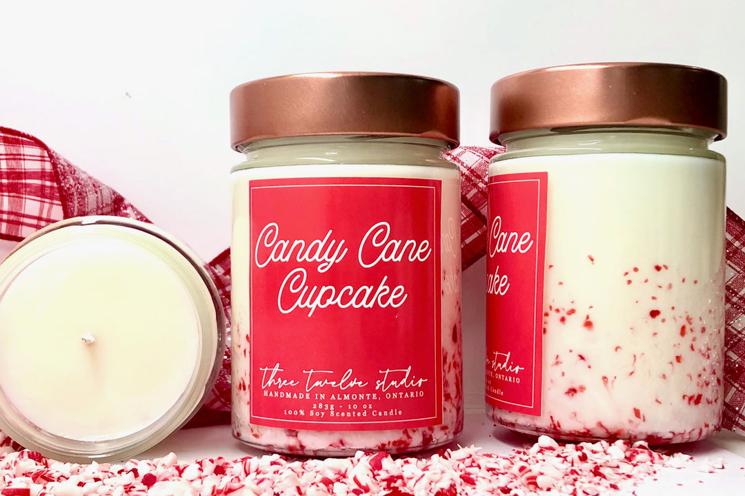 Candy Cane Cupcake Candle - ShopSpoiled