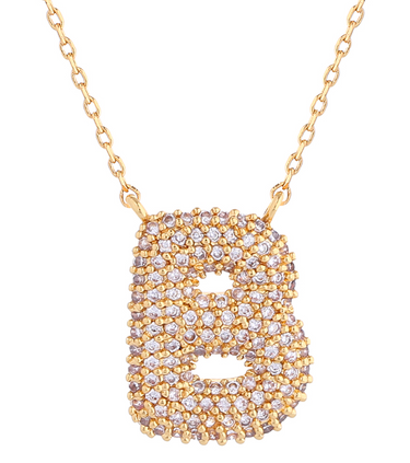 Rhinestone Bubble Initial Necklace - ShopSpoiled