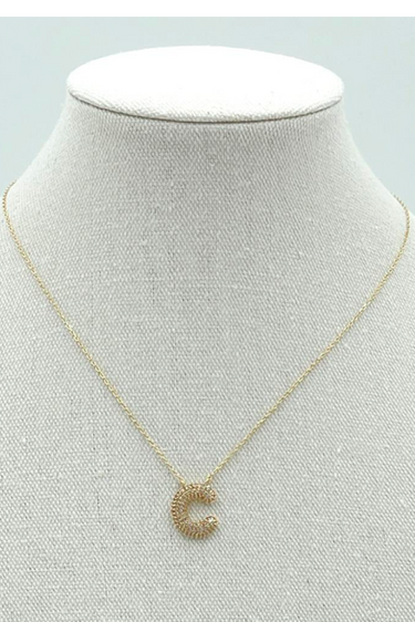 Rhinestone Bubble Initial Necklace - ShopSpoiled