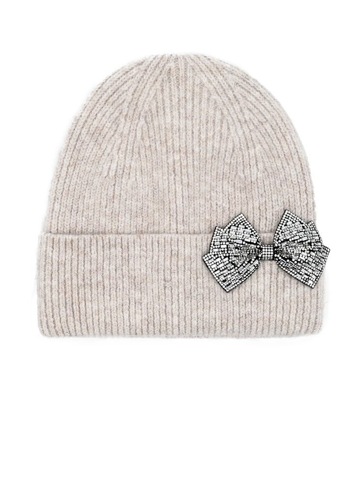 CC Glitter Bow Beanie - ShopSpoiled