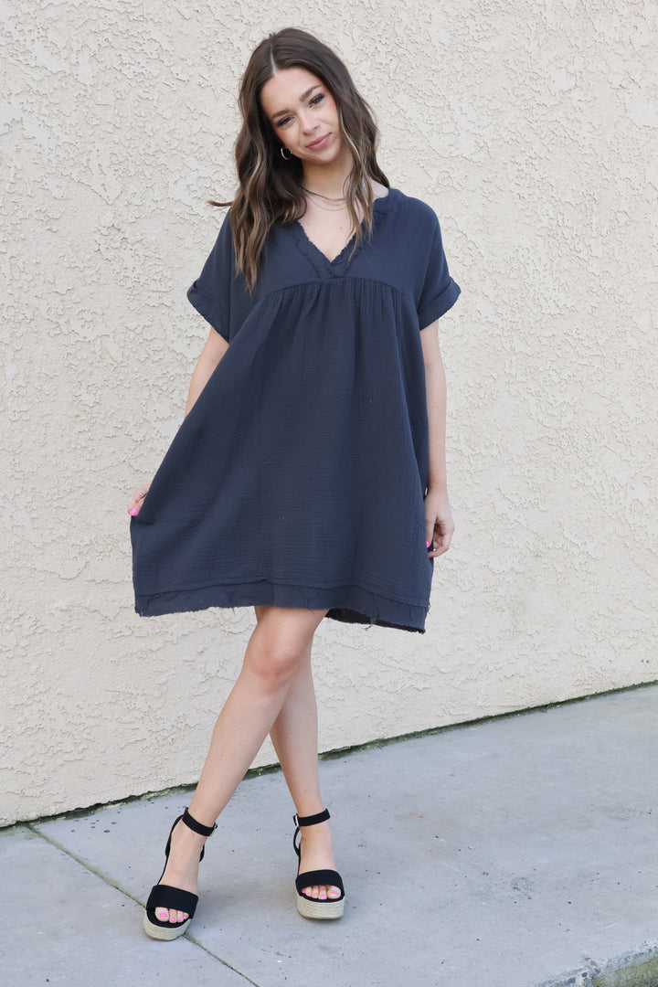 Casually Chic Dress in Grey - ShopSpoiled