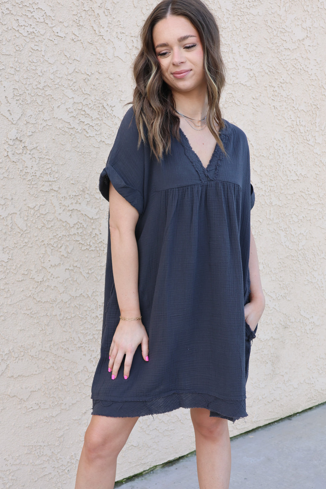 Casually Chic Dress in Grey - ShopSpoiled