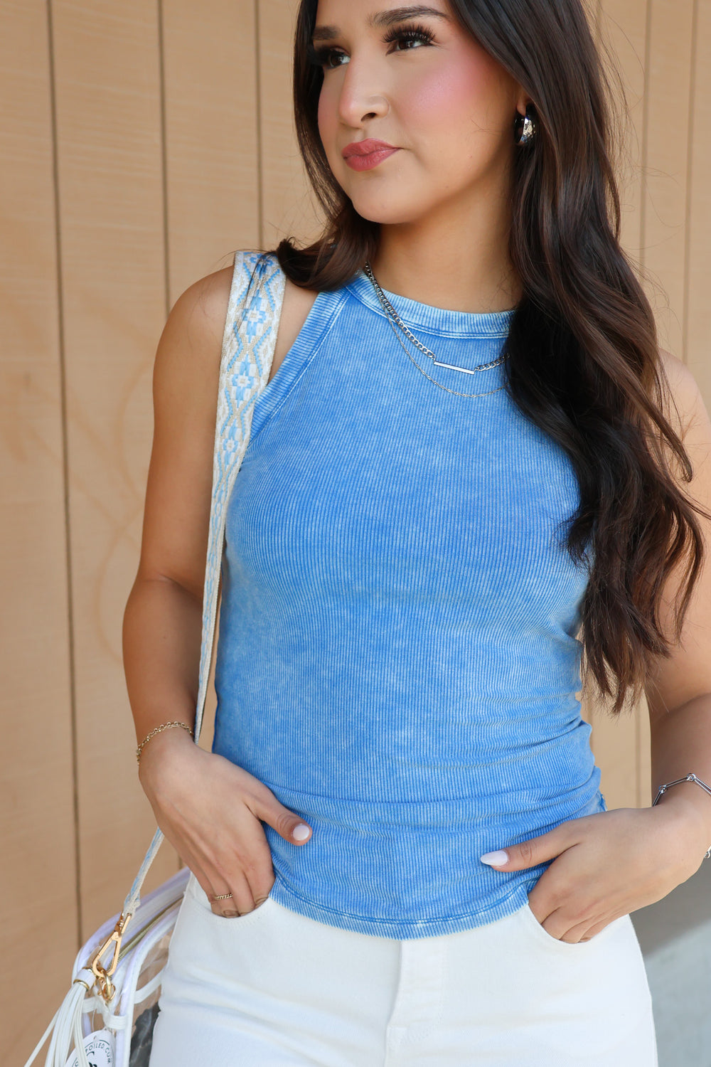 Casual Moment Tank Top In Blue - ShopSpoiled