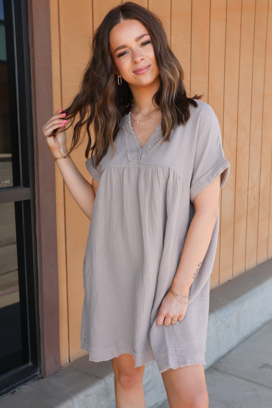 Casually Chic Dress in Mocha - ShopSpoiled