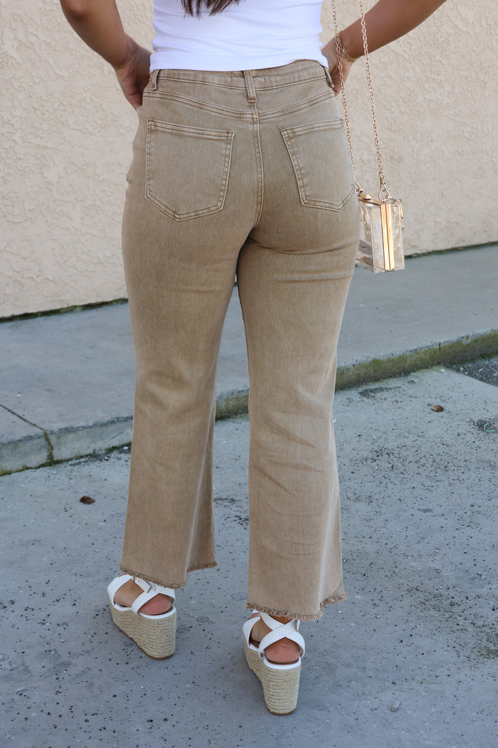 Jaylee Jeans In Camel - ShopSpoiled