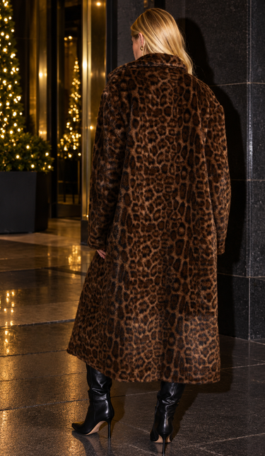 Luxe Leopard Faux Fur Long Jacket