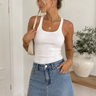 Coastal Lines High Rise Denim Skort - ShopSpoiled