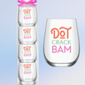 Mahjong Stemless 4ct Set Wine Glasses "Dot Crack Bam" - ShopSpoiled