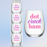 Mahjong Stemless 4 ct Set Wine Glasses "Dot Crack Bam" - ShopSpoiled
