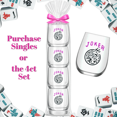 Mahjong Stemless 4ct Set Wine Glasses "Joker" - ShopSpoiled