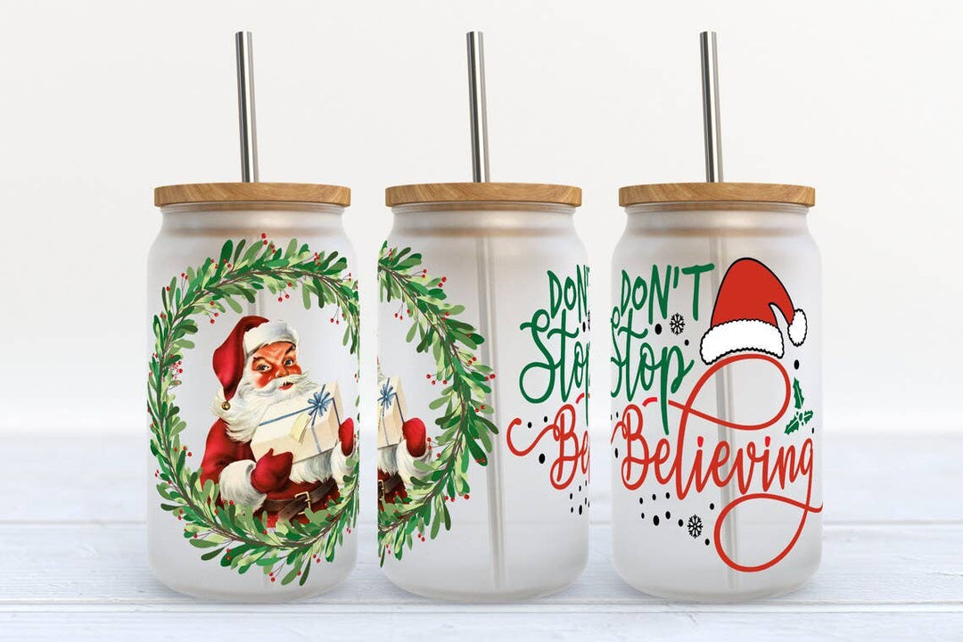 Don't Stop Believing Christmas Gnomes 16oz Libbey Glass Tumbler - ShopSpoiled