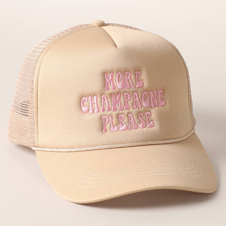 More Champagne Please Embroidered Trucker Cap - ShopSpoiled