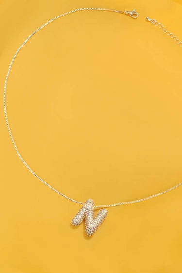 Initial Bubble Rhinestone Necklace - ShopSpoiled